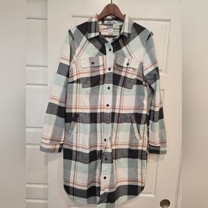 Duluth Trading Co Plaid Jacket - Black, White, Tan